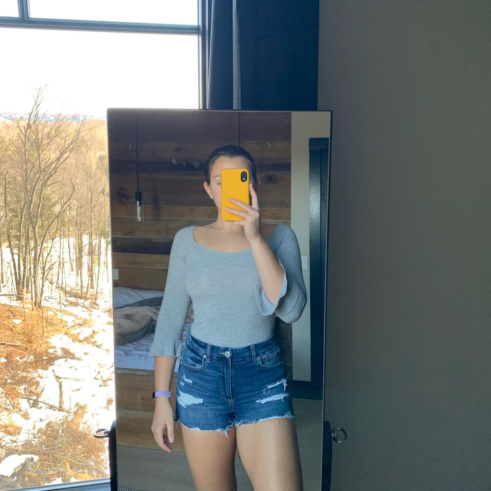 Grey Abercrombie and Fitch bodysuit